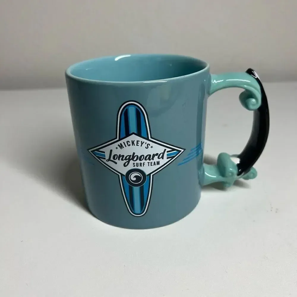 Disney Parks Mickey Mouse Surf Shop Longboard Handle Ceramic Coffee Mug 16oz.
